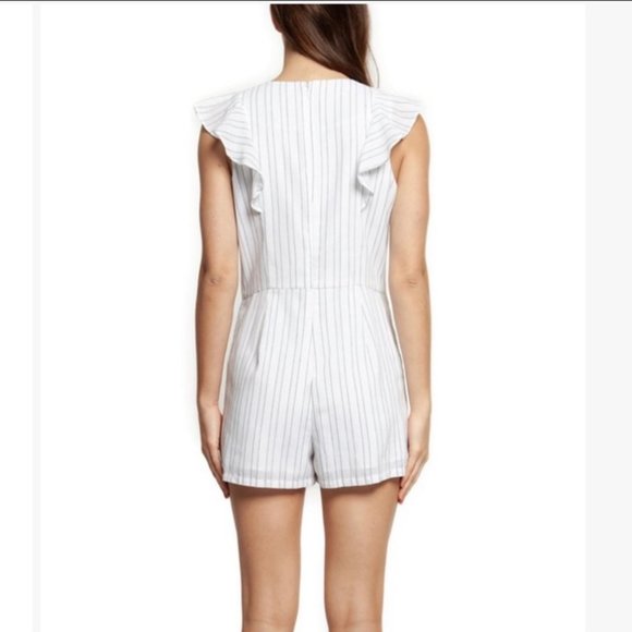 NWT - DEX White Black Stripe Lace Up Romper Size Small - Picture 2 of 7
